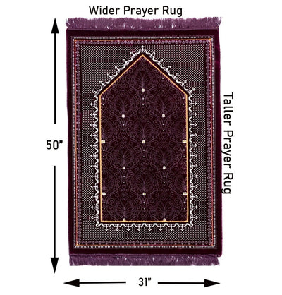Modefa Prayer Rug Plum Double Plush Wide Islamic Prayer Rug Topkapi - Plum