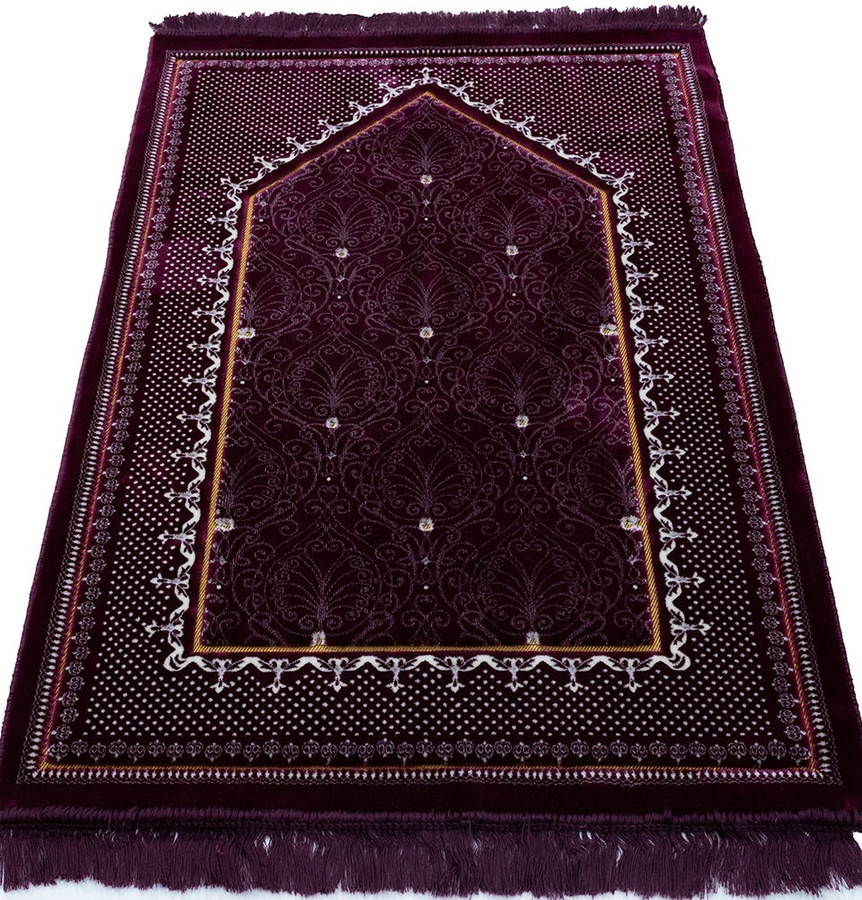 Modefa Prayer Rug Plum Double Plush Wide Islamic Prayer Rug Topkapi - Plum