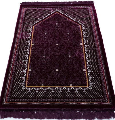 Modefa Prayer Rug Plum Double Plush Wide Islamic Prayer Rug Topkapi - Plum