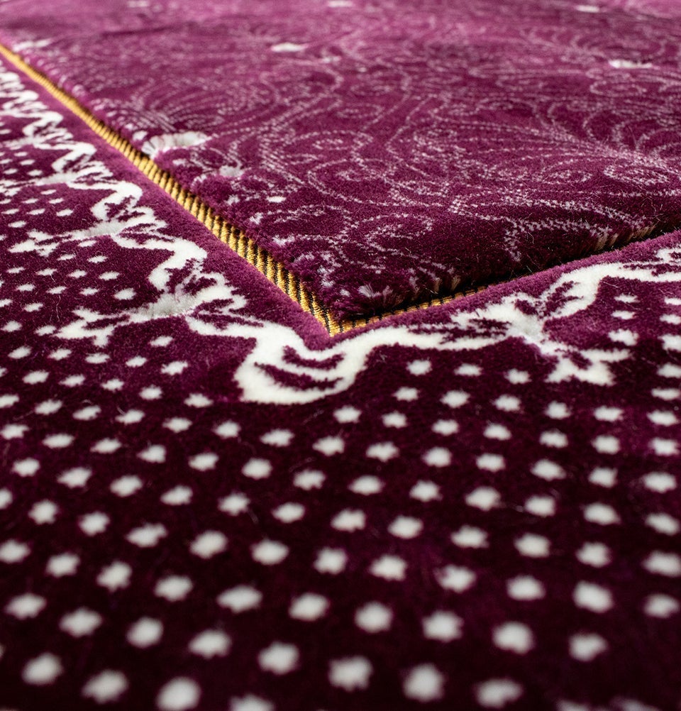 Modefa Prayer Rug Plum Double Plush Wide Islamic Prayer Rug Topkapi - Plum