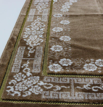 Modefa Prayer Rug Plush Ipek Islamic Prayer Rug Beige Floral