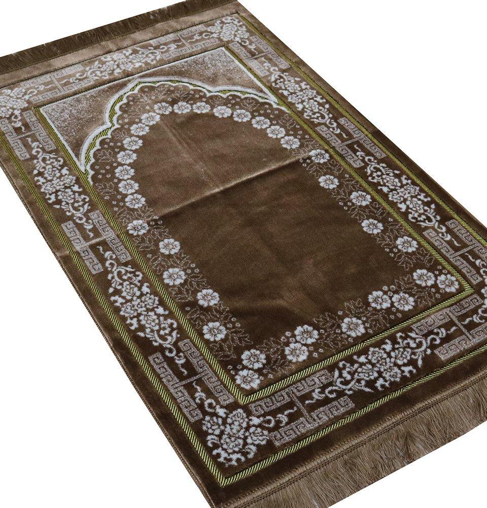 Modefa Prayer Rug Plush Ipek Islamic Prayer Rug Beige Floral
