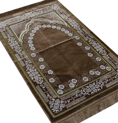 Modefa Prayer Rug Plush Ipek Islamic Prayer Rug Beige Floral