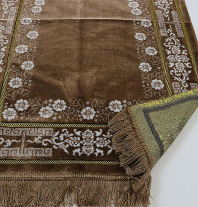 Modefa Prayer Rug Plush Ipek Islamic Prayer Rug Beige Floral