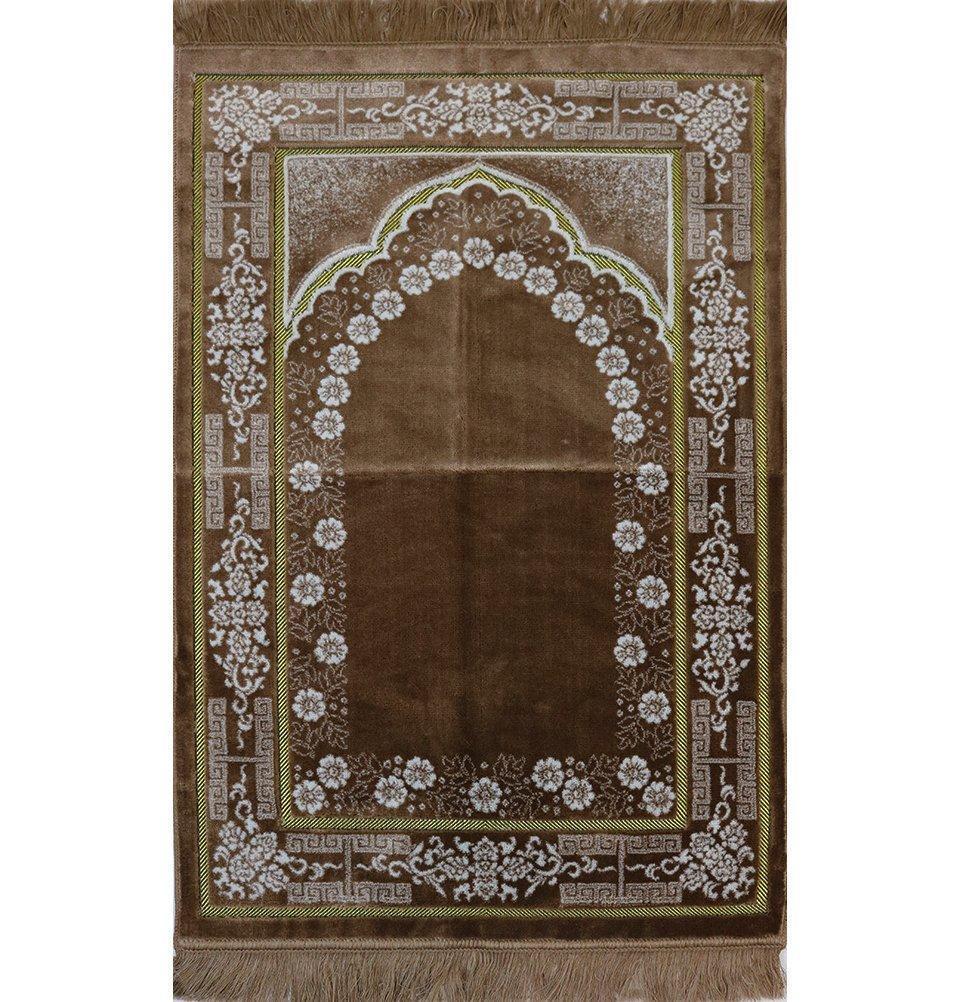 Modefa Prayer Rug Plush Ipek Islamic Prayer Rug Beige Floral
