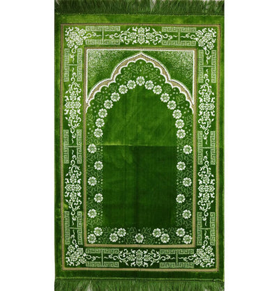 Plush Ipek Islamic Prayer Rug Bright Green Floral
