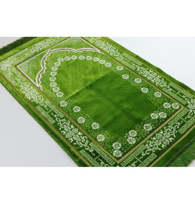 Plush Ipek Islamic Prayer Rug Bright Green Floral
