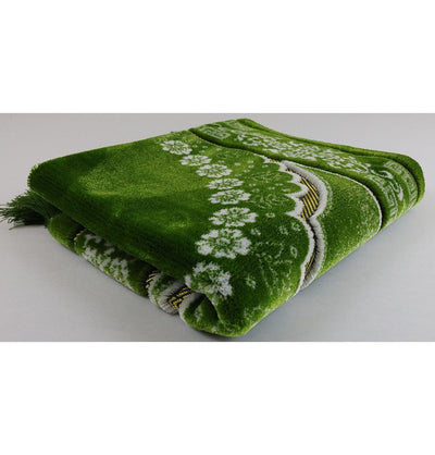 Plush Ipek Islamic Prayer Rug Bright Green Floral