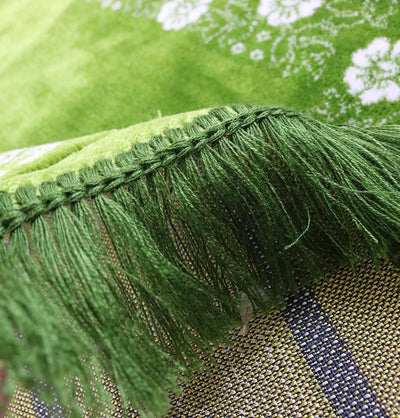 Plush Ipek Islamic Prayer Rug Bright Green Floral