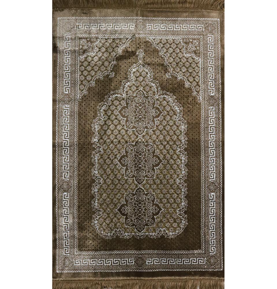 Modefa Prayer Rug Plush Ipek Islamic Prayer Rug - Geometric Floral Beige