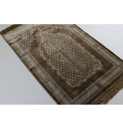 Modefa Prayer Rug Plush Ipek Islamic Prayer Rug - Geometric Floral Beige