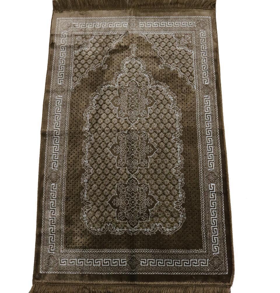 Modefa Prayer Rug Plush Ipek Islamic Prayer Rug - Geometric Floral Beige