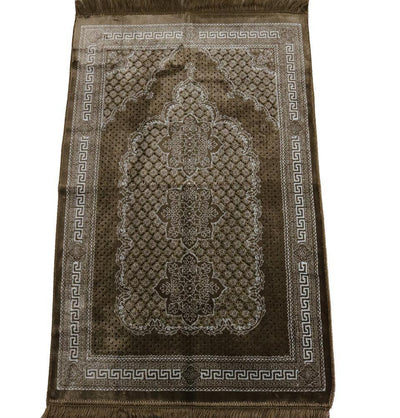 Modefa Prayer Rug Plush Ipek Islamic Prayer Rug - Geometric Floral Beige