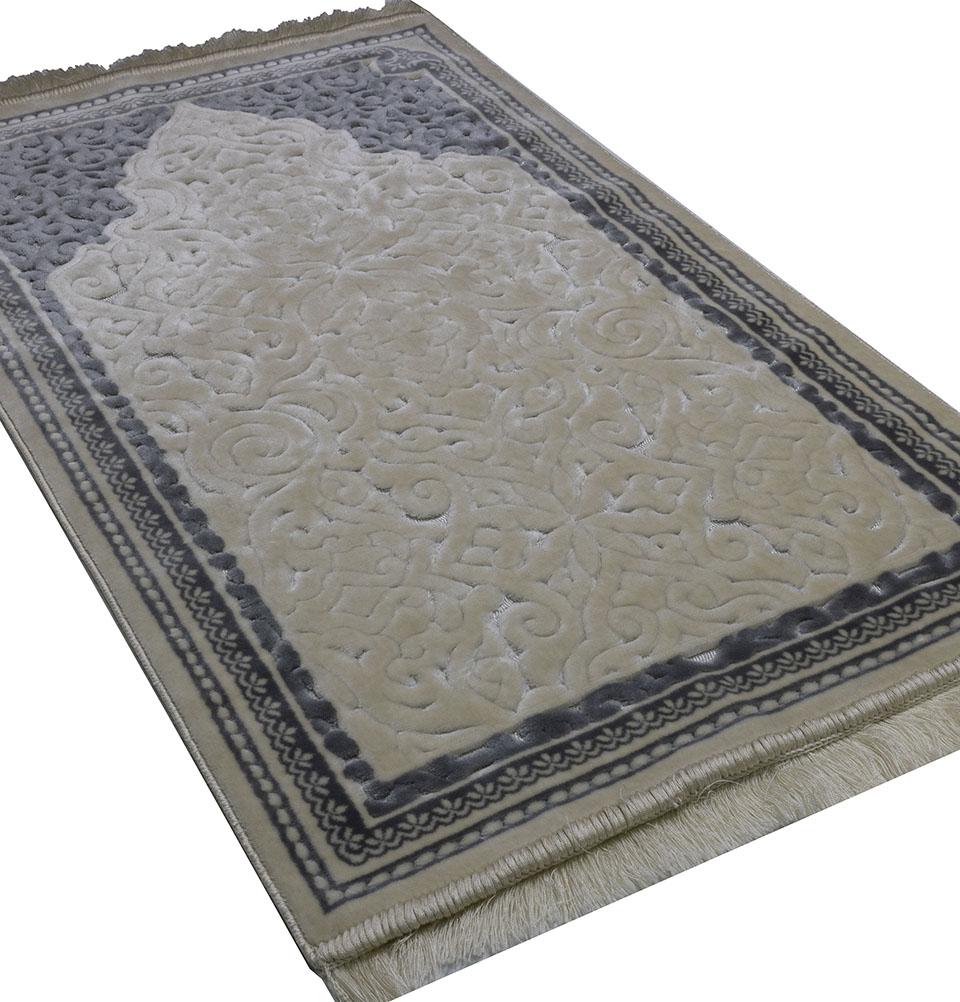 Modefa Prayer Rug Plush Velvet Islamic Prayer Rug Sina - Simple Grey
