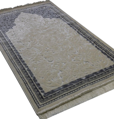 Modefa Prayer Rug Plush Velvet Islamic Prayer Rug Sina - Simple Grey