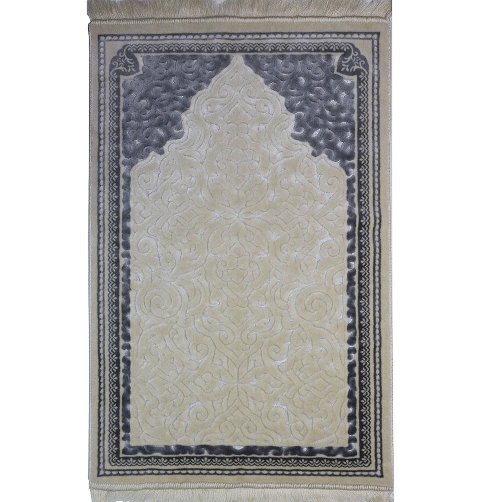 Modefa Prayer Rug Plush Velvet Islamic Prayer Rug Sina - Simple Grey