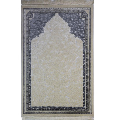Modefa Prayer Rug Plush Velvet Islamic Prayer Rug Sina - Simple Grey