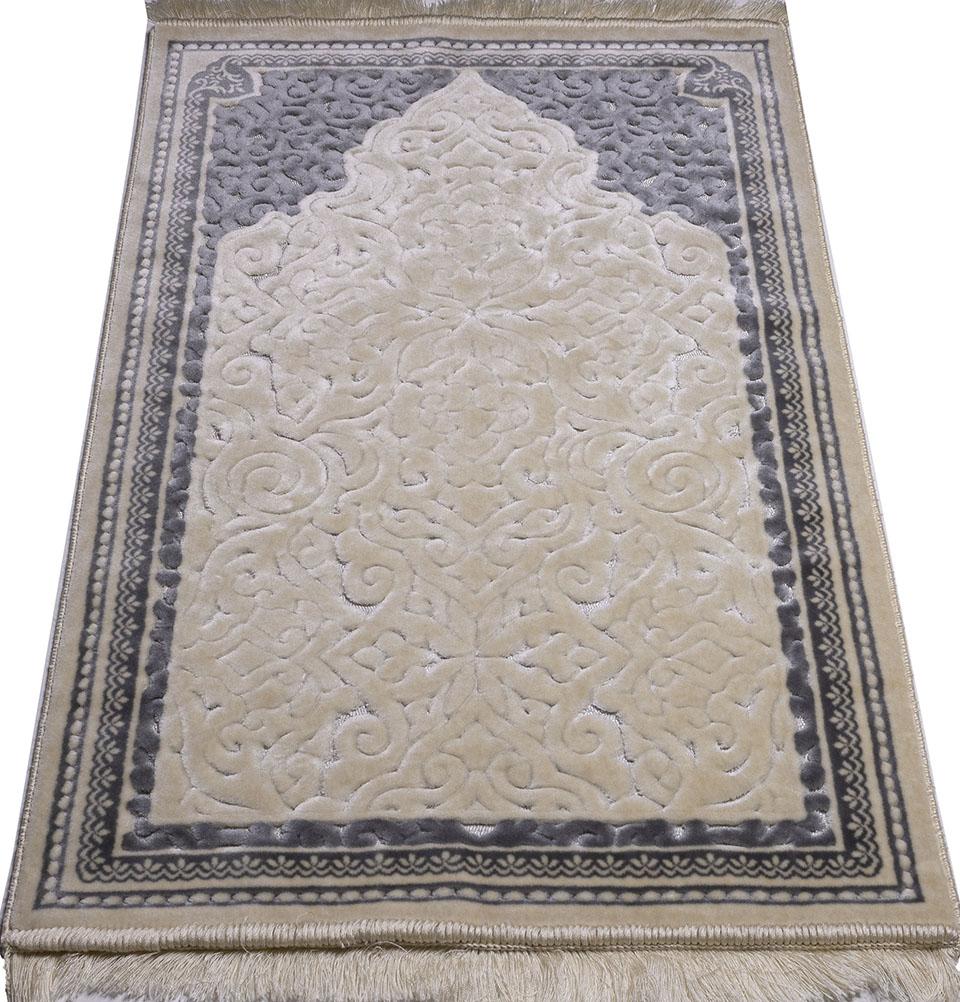 Modefa Prayer Rug Plush Velvet Islamic Prayer Rug Sina - Simple Grey