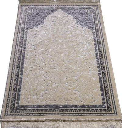Modefa Prayer Rug Plush Velvet Islamic Prayer Rug Sina - Simple Grey