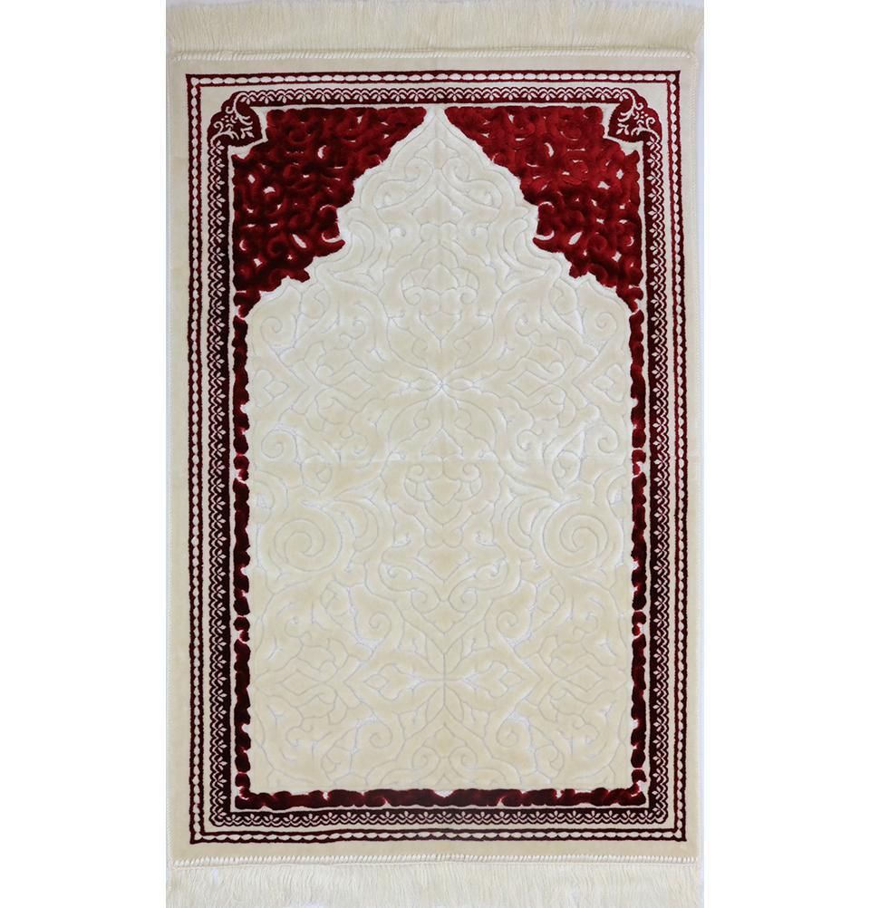 Modefa Prayer Rug Plush Velvet Islamic Prayer Rug Sina - Simple Red - Modefa 