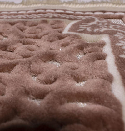 Modefa Prayer Rug Plush Velvet Islamic Prayer Rug Sina - Simple Rose Pink