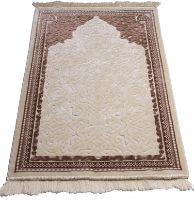 Modefa Prayer Rug Plush Velvet Islamic Prayer Rug Sina - Simple Rose Pink