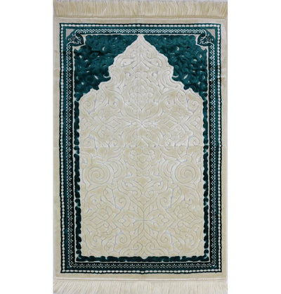 Modefa Prayer Rug Plush Velvet Islamic Prayer Rug Sina - Simple Teal - Modefa 