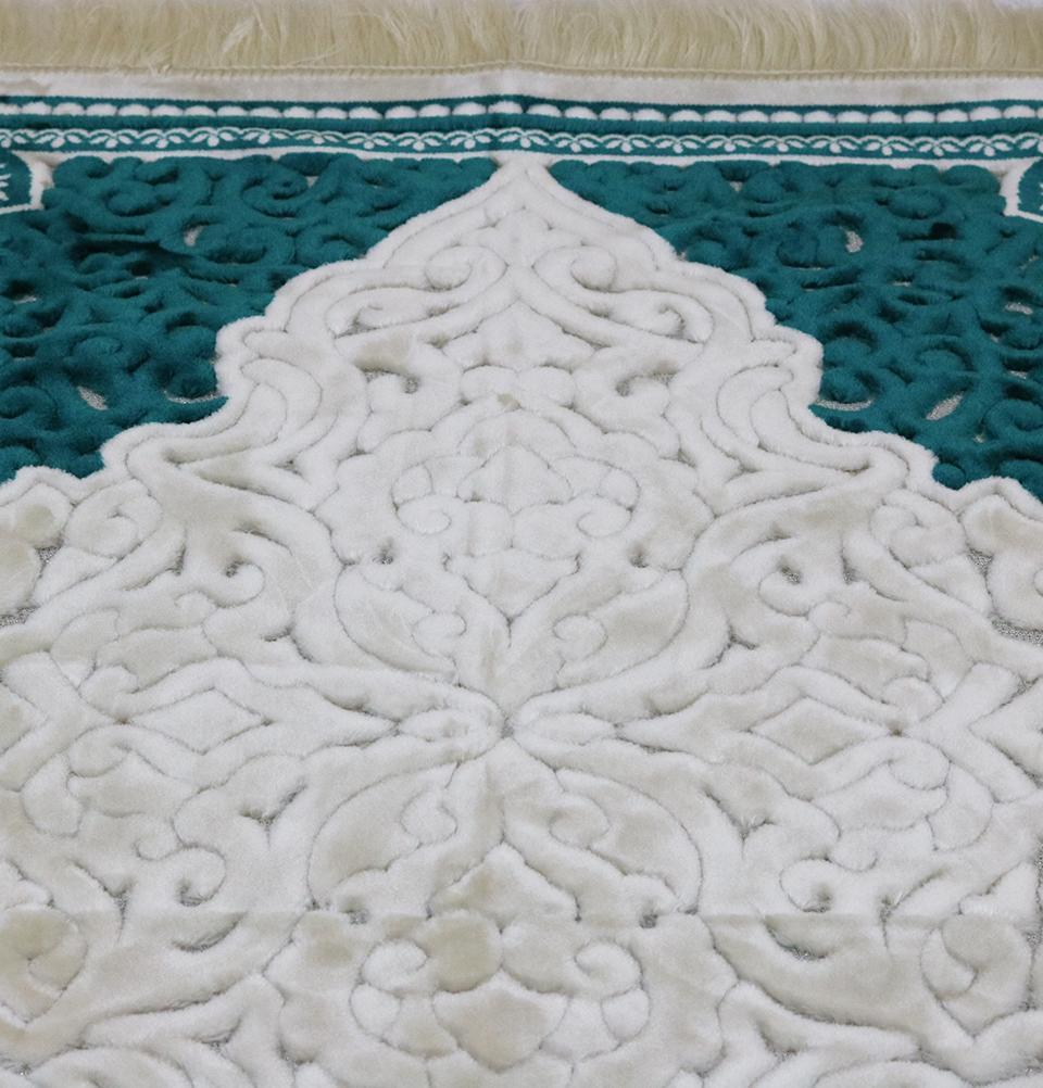 Modefa Prayer Rug Plush Velvet Islamic Prayer Rug Sina - Simple Teal - Modefa 