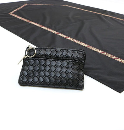 Modefa Prayer Rug Pocket Travel Prayer Mat with Zippered Case - Black