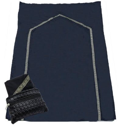 Modefa Prayer Rug Pocket Travel Prayer Mat with Zippered Case - Black/White