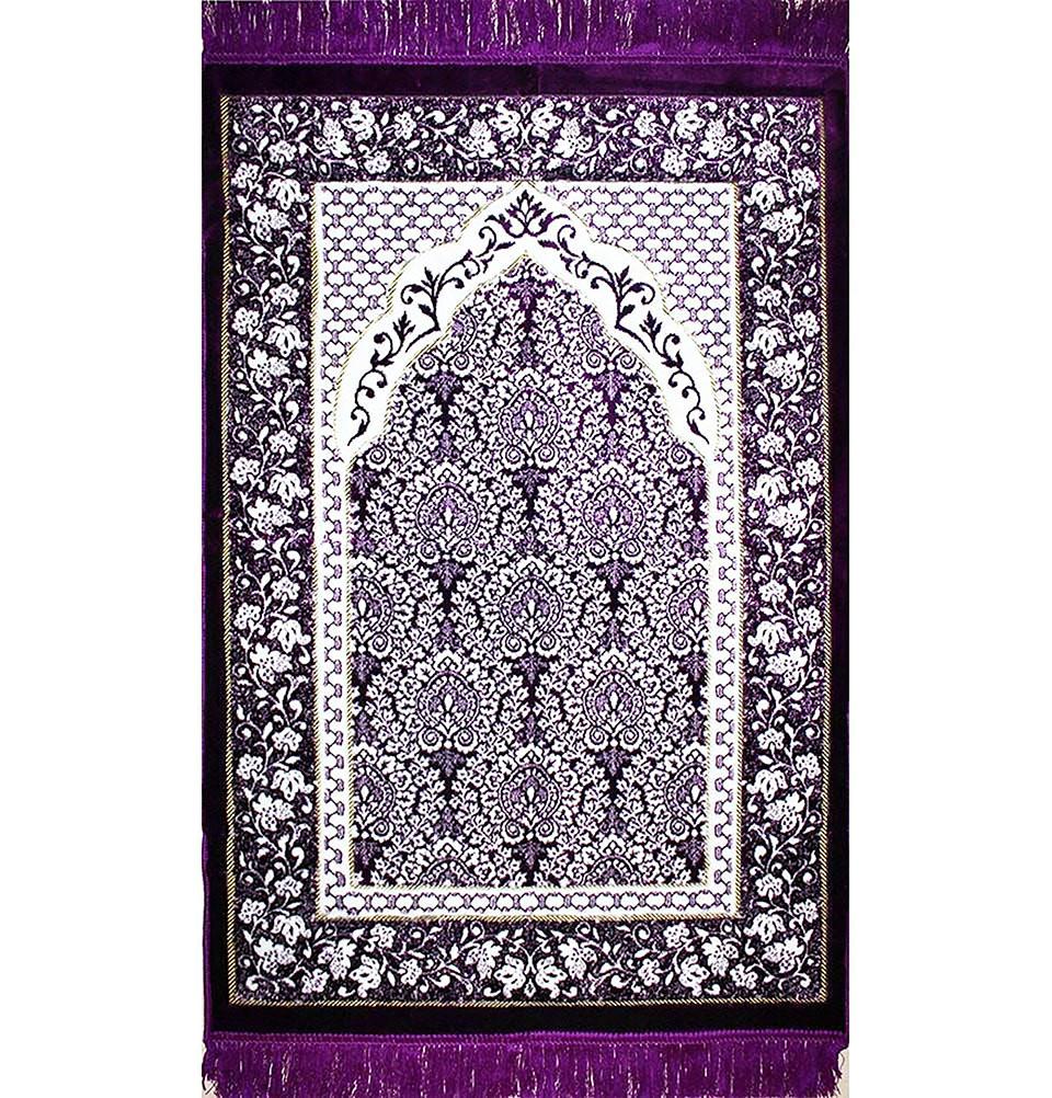 Plush Ipek Islamic Prayer Rug Purple