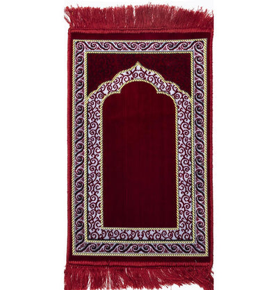 Modefa Prayer Rug Red #2 Child Velvet Islamic Prayer Rug - Red Vine