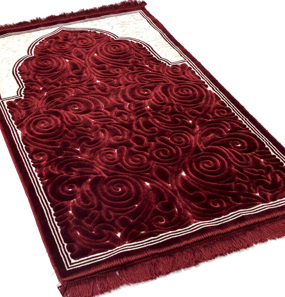 Modefa Prayer Rug Red #2 Plush Velvet Islamic Prayer Rug Sina - Red #2