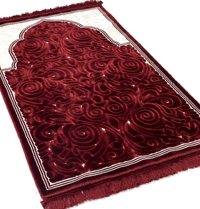 Modefa Prayer Rug Red #2 Plush Velvet Islamic Prayer Rug Sina - Red #2