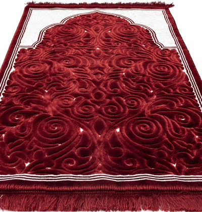 Modefa Prayer Rug Red #2 Plush Velvet Islamic Prayer Rug Sina - Red #2