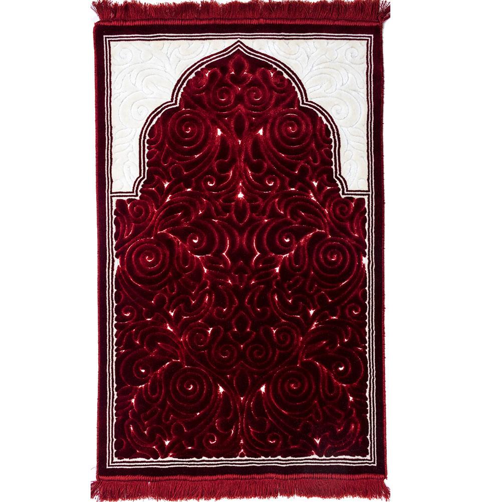 Modefa Prayer Rug Red #2 Plush Velvet Islamic Prayer Rug Sina - Red #2