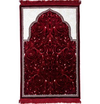 Modefa Prayer Rug Red #2 Plush Velvet Islamic Prayer Rug Sina - Red #2