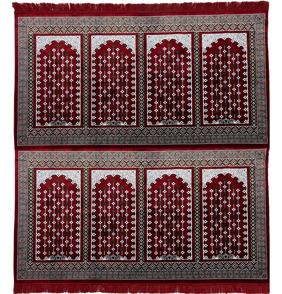Modefa Prayer Rug Red #3 Wide 8 Person Masjid Islamic Prayer Rug - Geometric Red