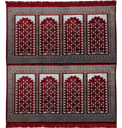 Modefa Prayer Rug Red #3 Wide 8 Person Masjid Islamic Prayer Rug - Geometric Red
