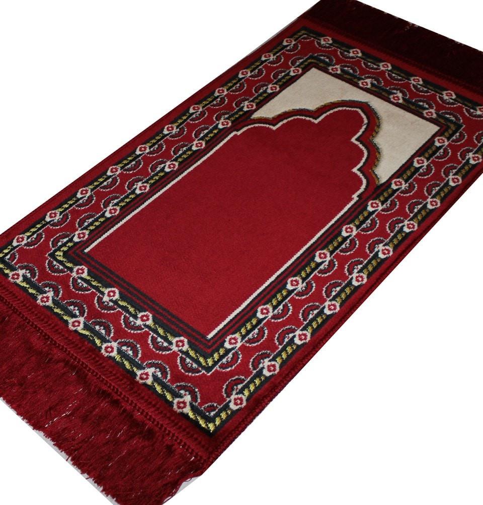 Modefa Prayer Rug Child Velvet Prayer Rug - Red with Dotted Border - Modefa 