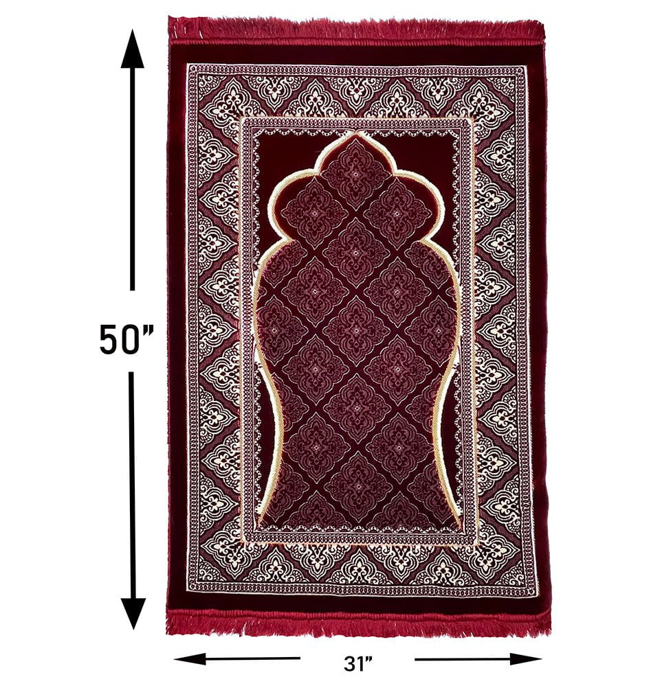 Double Plush Wide Extra Large Prayer Rug - Noor Red