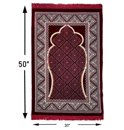 Modefa Prayer Rug Red Double Plush Wide Extra Large Prayer Rug - Noor Red