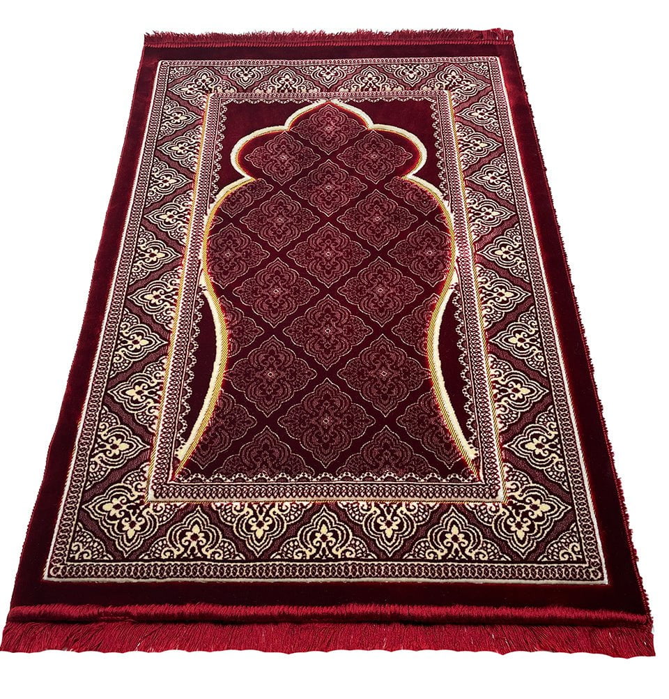 Double Plush Wide Extra Large Prayer Rug - Noor Red