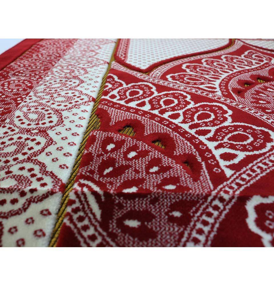 Modefa Prayer Rug Red Double Plush Wide Islamic Prayer Rug - Paisley Red