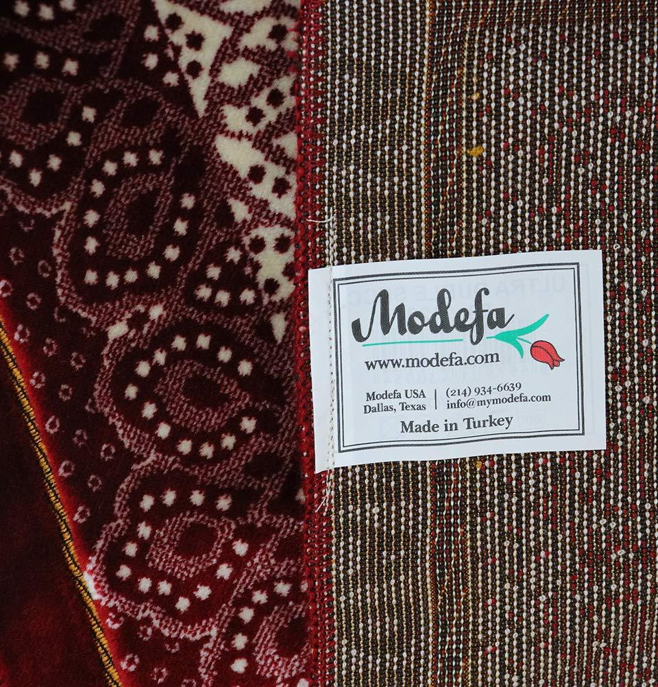 Modefa Prayer Rug Red Double Plush Wide Islamic Prayer Rug - Paisley Red