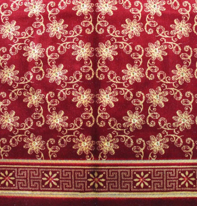Modefa Prayer Rug Plush Velvet Floral Trellis Islamic Prayer Rug Red / Gold - Modefa 