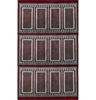 Modefa Prayer Rug Red/Green Wide 12 Person Masjid Islamic Prayer Rug | Geometric Arch - Red & Green