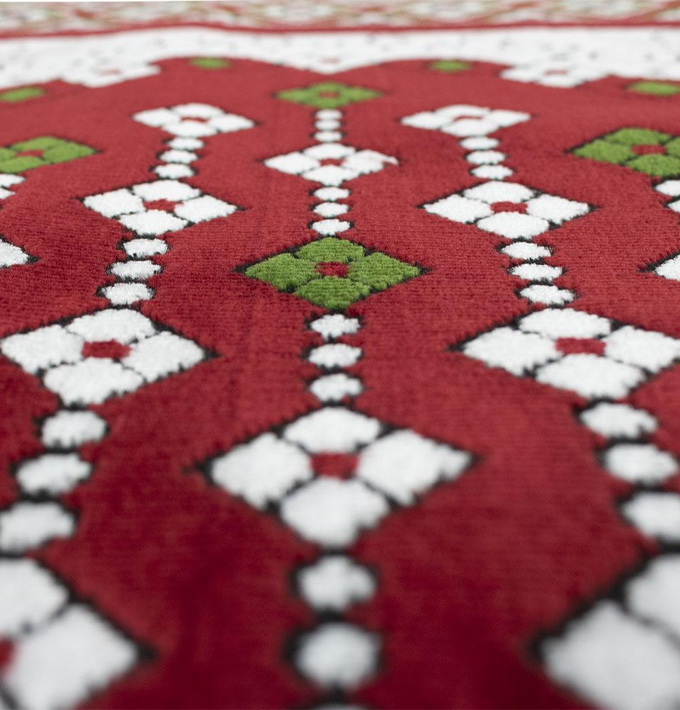 Modefa Prayer Rug Red/Green Wide 12 Person Masjid Islamic Prayer Rug | Vined Arch - Red & Green