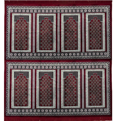 Modefa Prayer Rug Red/Green Wide 8 Person Masjid Islamic Prayer Rug | Geometric Arch - Red