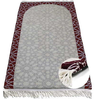 Modefa Prayer Rug Red/Ivory Foldable Orthopedic Foam Islamic Prayer Rug with Carry Case Selcuk Star - Red